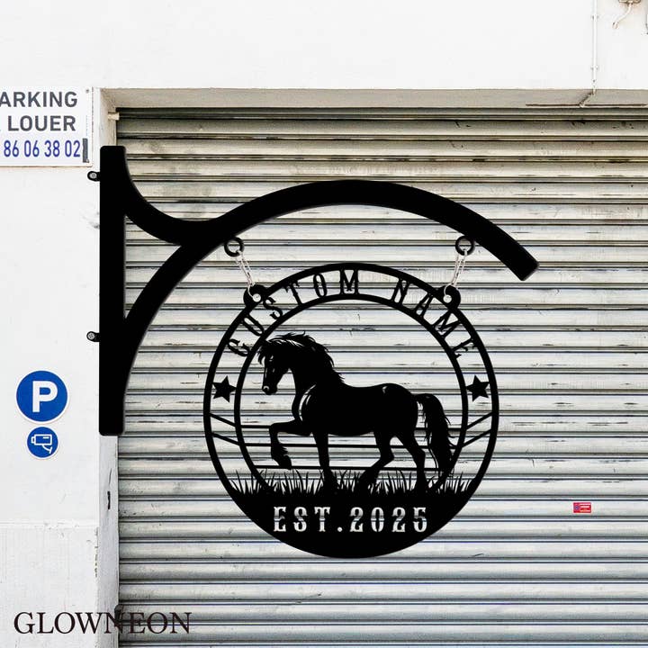 Decoração de Parede em Metal Personalizada para Rancho de Cavalos, Pendura de Parede para Quinta de Cavalos por atacado de Glow Neon
