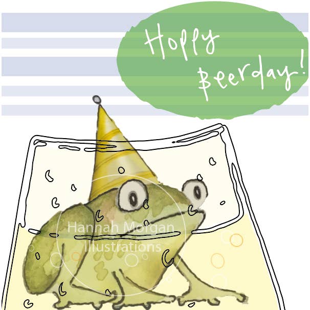 Hanxmade – Engroshandel Fødselsdagskort – Tillykke med fødselsdagen fra en frø i noget humlet øl1