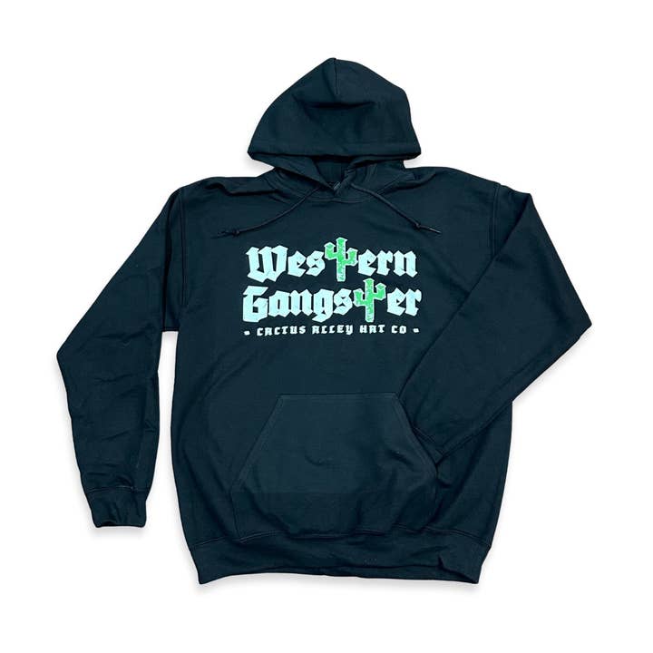 "Western Gangster" - Svart vuxen huvtröja (2025) för wholesale av Cactus Alley Hat Co.