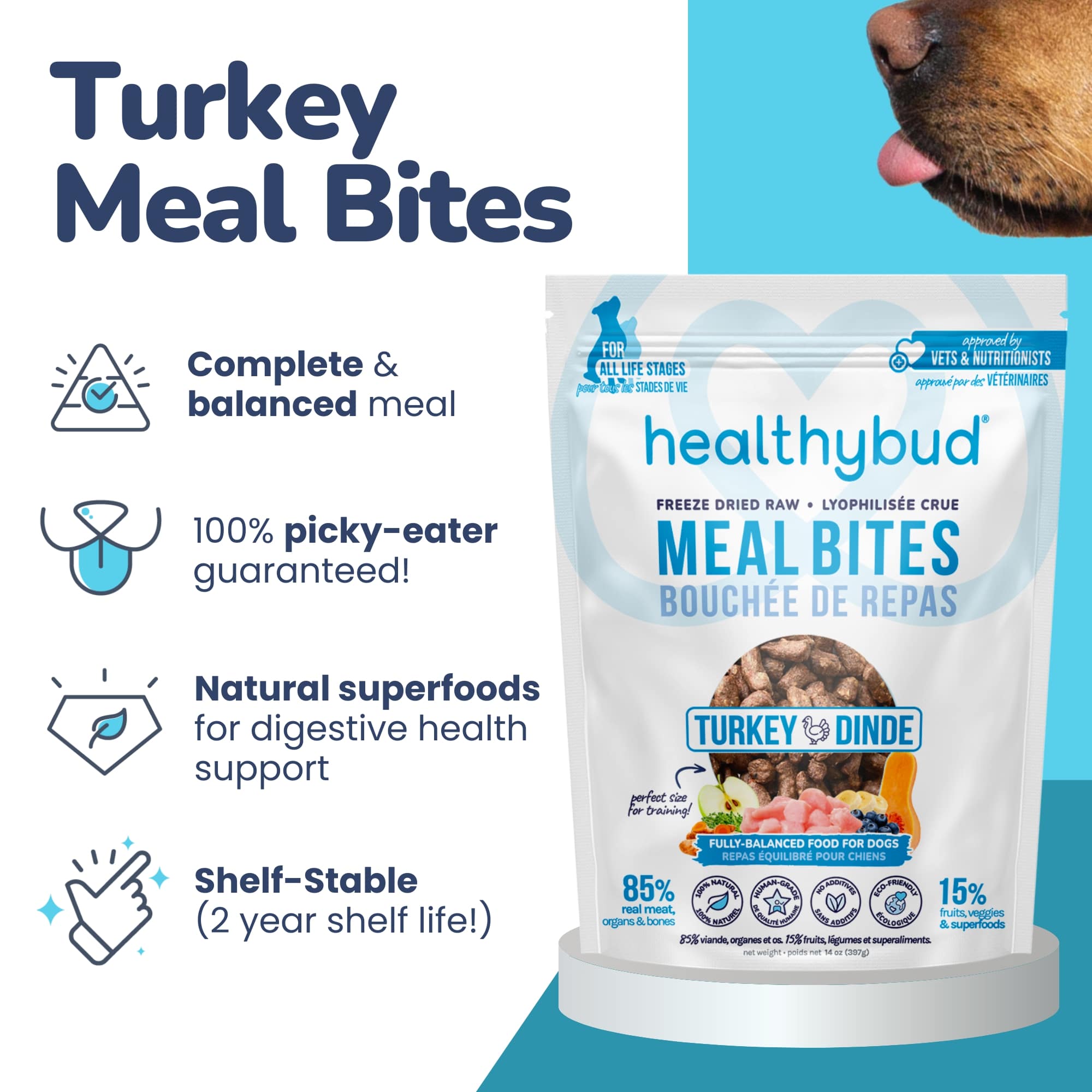 Healthybud - Wholesale Pet Food - Dog - Healthybud's Freeze-Dried Turkey Meal Bites for Dogs3