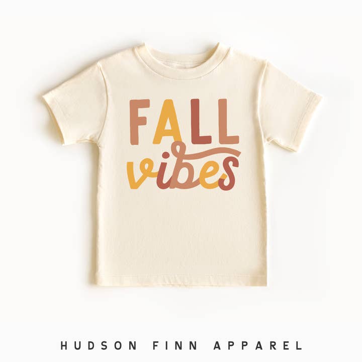 Hudson Finn Apparel - Wholesale Screen Printed T-Shirt - Kids - Fall Vibes Kids Shirt, Cute Toddler Autumn Tee, Girls Boys0