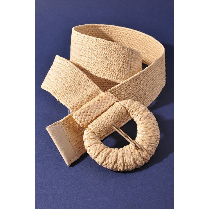 anbfashion - Wholesale Belt - Women's - WRAPPED HALFMOON ELASTIC STRAW BELT NEW-J1BIW50015