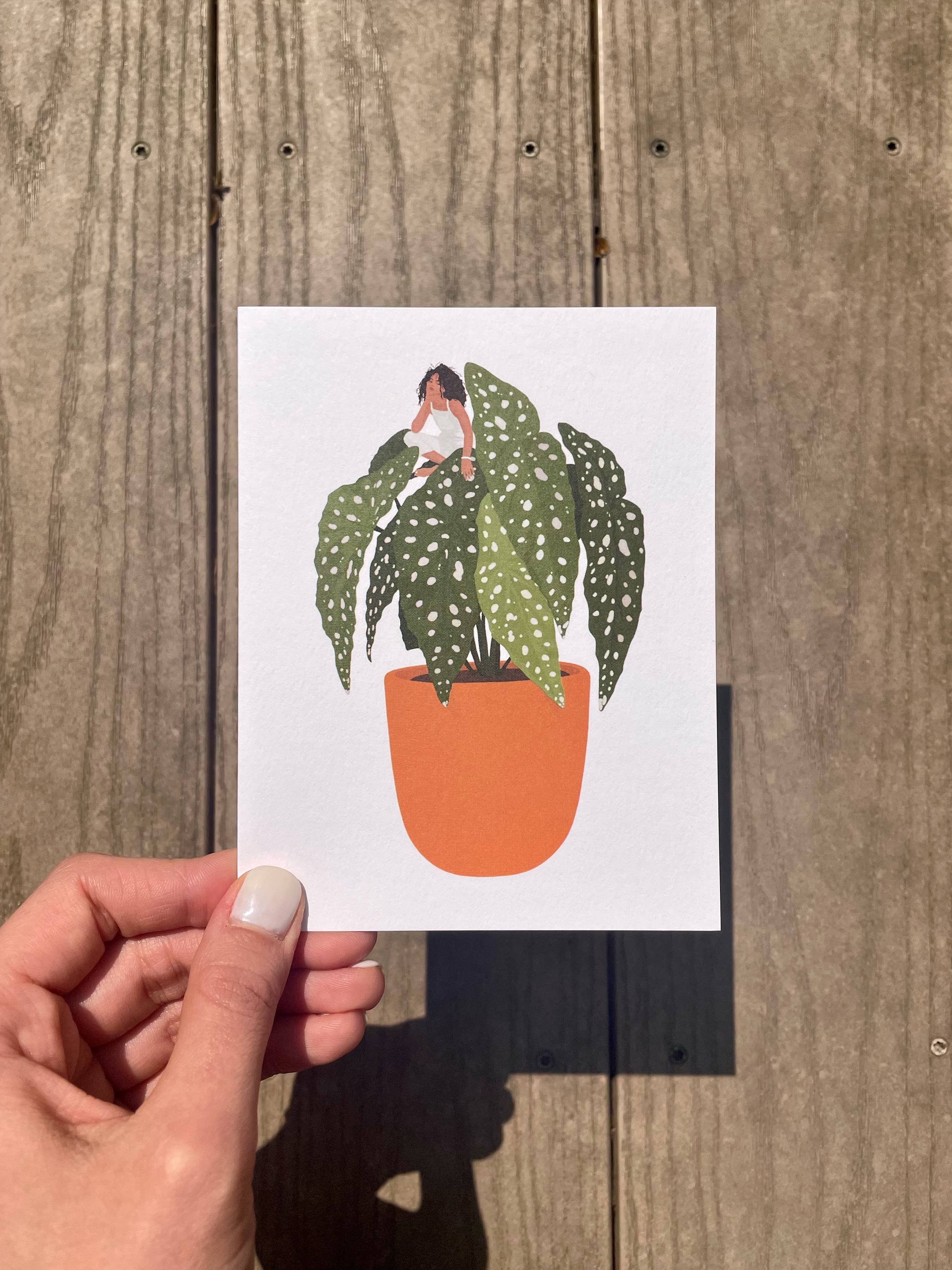 Sophie Holland Art - Wholesale Everyday Greeting Card - Begonia Maculata Plant Girl Greeting Card