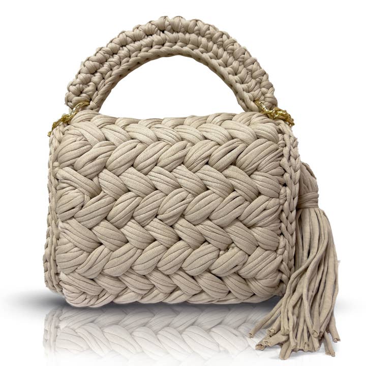 CHQEL - Wholesale Clutch Bag - Women's - CHQEL Beige Clutch Bag for Women, Handmade Crochet Purse