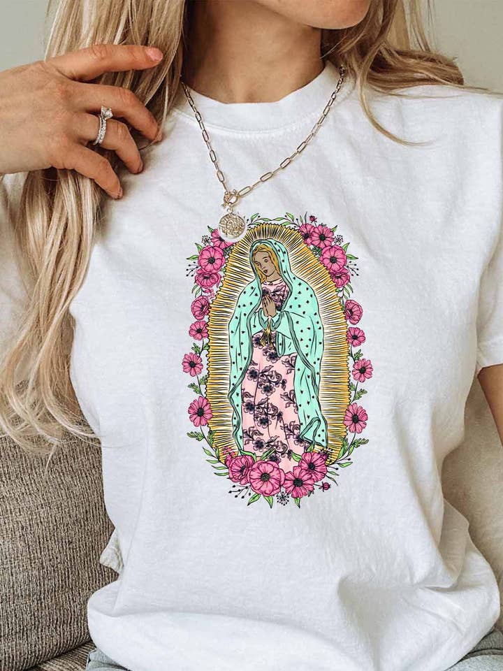 Women Graphic Tee, Virgen de Guadalupe for wholesale by Khristee