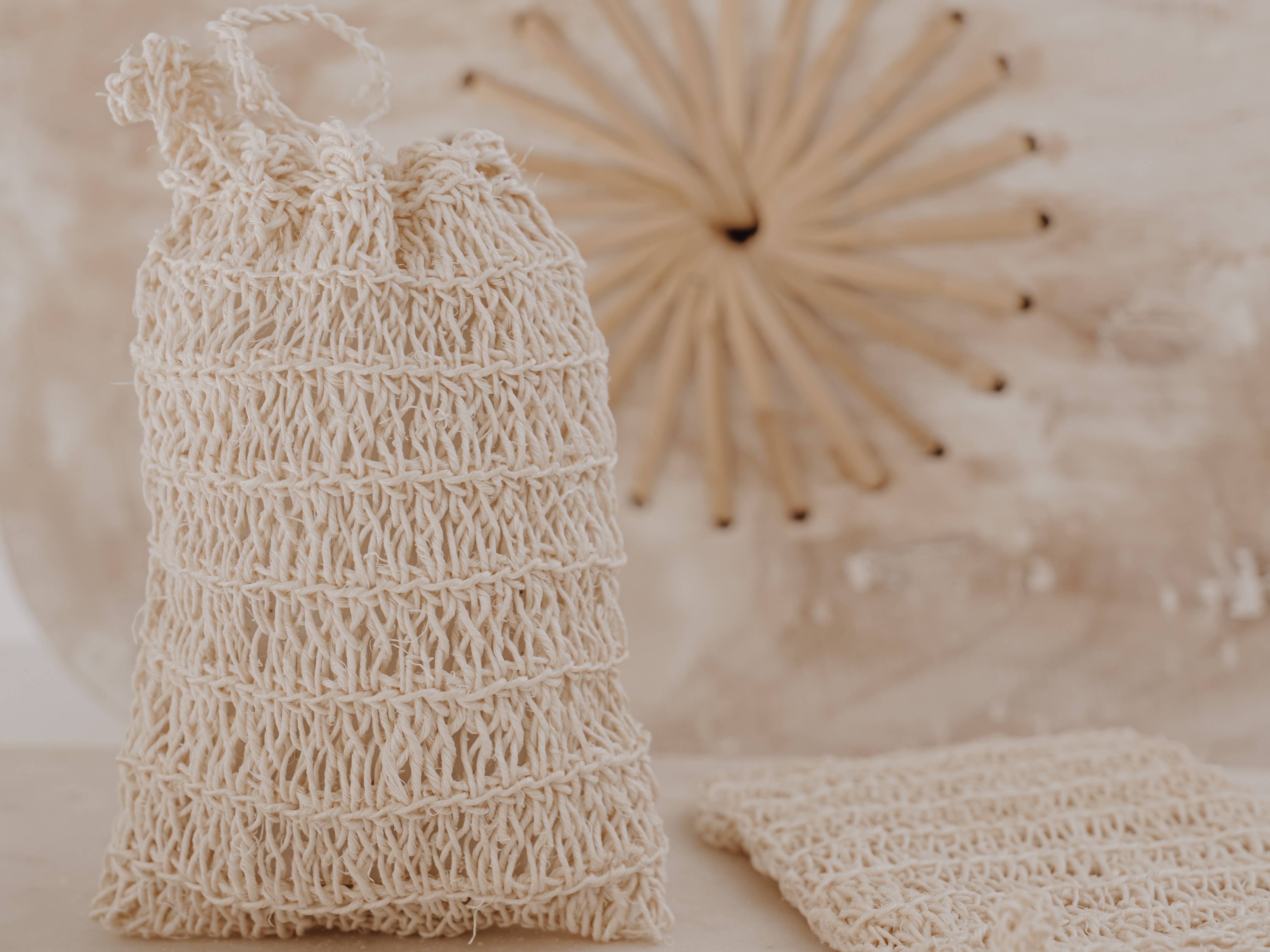 AspenOvations – wholesale Bath pouf/sponge – Handmade Agave Fiber Exfoliating Sponge Natural/ B-SOAP-BAG (Copy)0