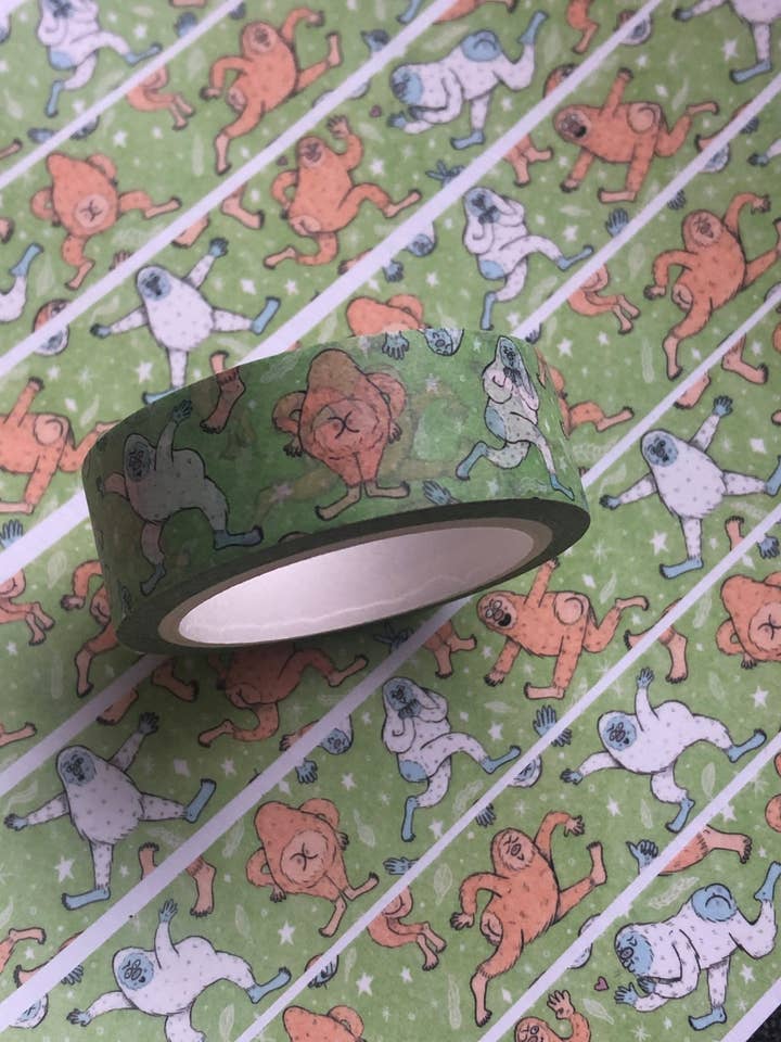 Sasquatch Bigfoot Yeti Dancing Cryptid Washi Tape 10m for wholesale by 2B Or Not 2B