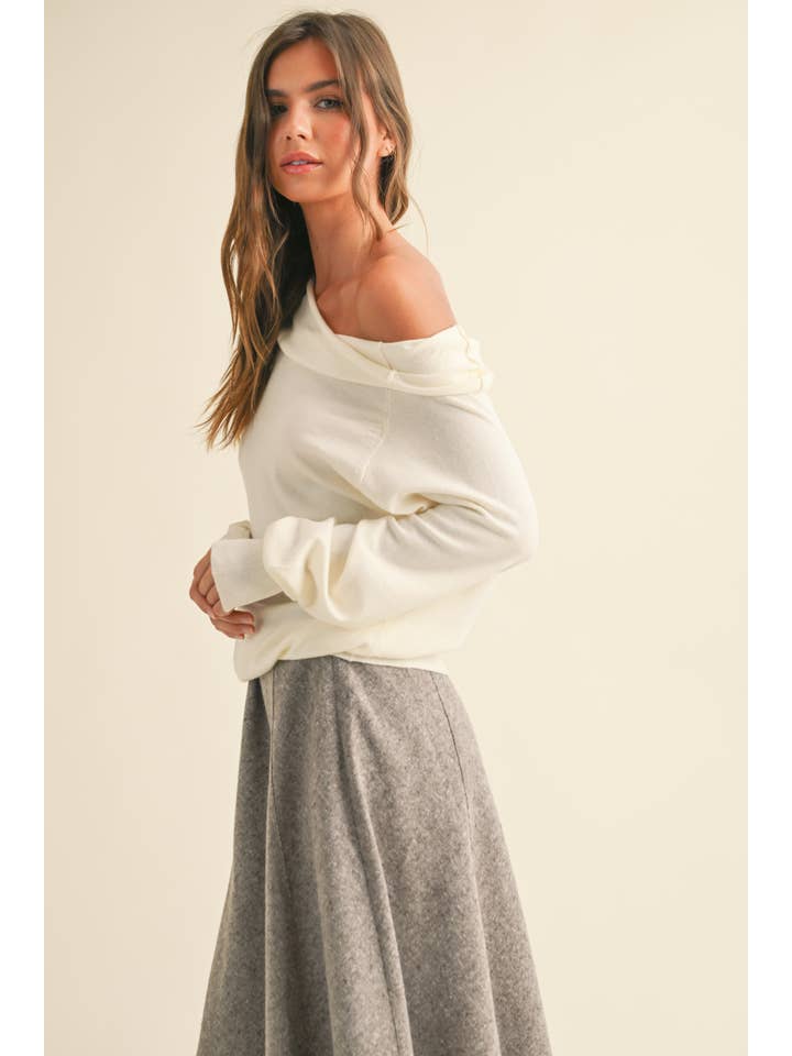 MIOU MUSE - Wholesale Knit Top - Women's - T3893 OFF SHOULDER KNITTED TOP