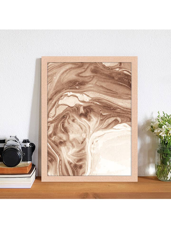 Bild aus braunem Marmor. Wandkunstdruck mit Rahmen. für den Großhandel von Any Image