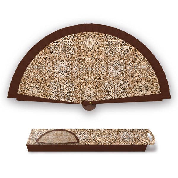 JUMI - Wholesale Party/Paper Folding Fan - Arabesque Brown Acrylic Fan
