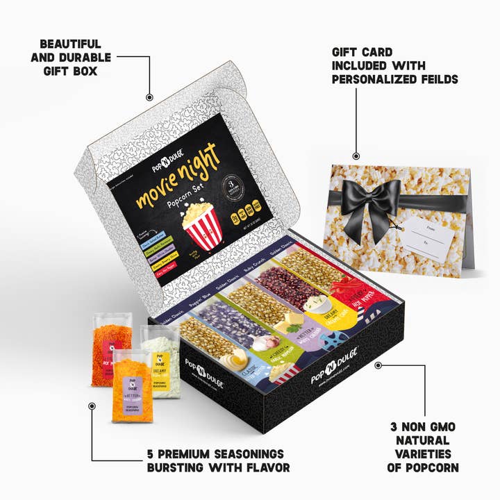 Pop 'N Dulge - Wholesale Popcorn - Movie Night Gift Basket Gourmet Popcorn Gift Set Fathers Day