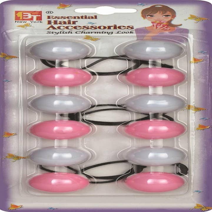 Ponytail Holder 25Mm White/Pink for wholesale by KT Supply