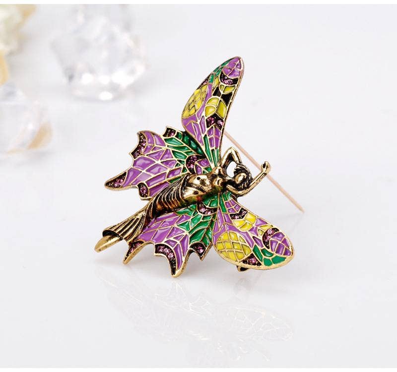 Colorful Vintage Enamel Fairy - Winged Brooch for wholesale on Faire5