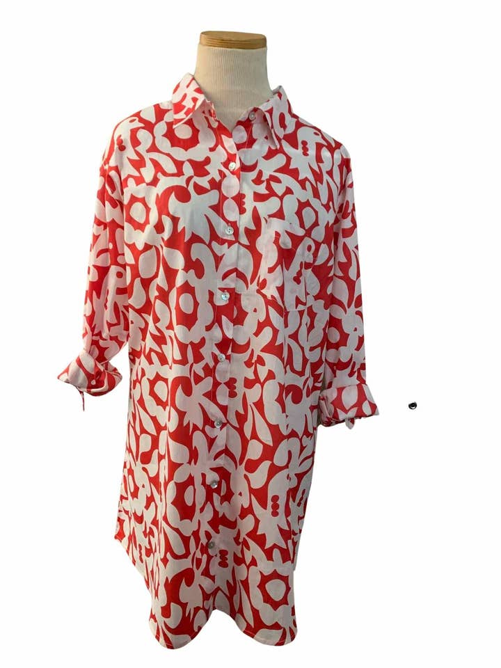 Papaya Geo Flora Boyfriend-Hemd für den Großhandel von KikiSol