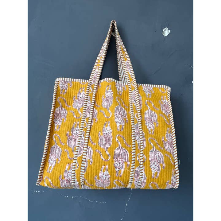 Bhawana Handicrafts - Wholesale Tote Bag - Women's - Travel Cotton Handmade Tiger Print Quilted Women Jhola Bags1