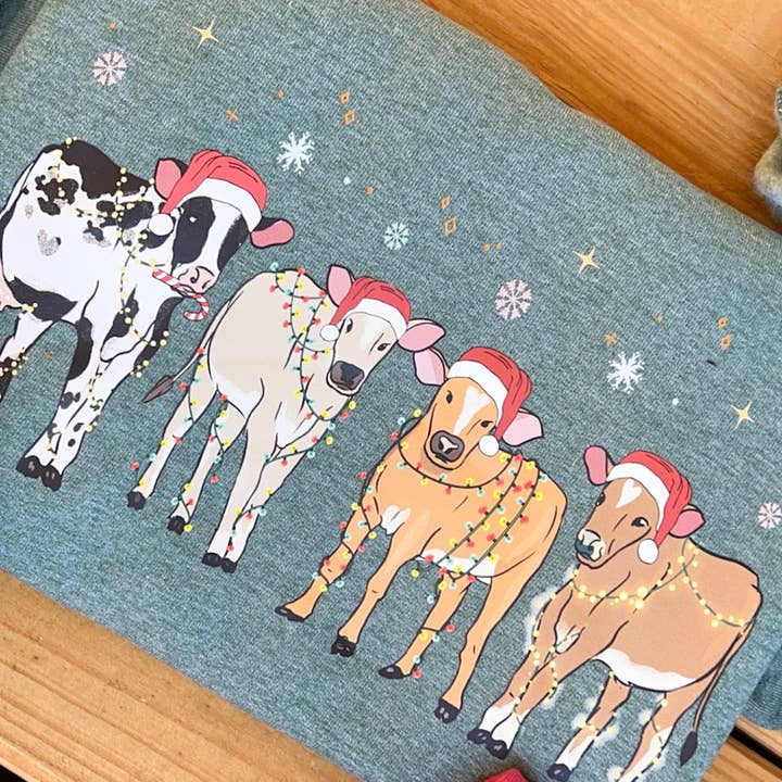 Christmas Cows Sweatshirt for wholesale by COTTON PRESS CO.