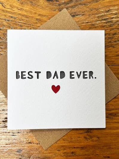Father's Day 'Best Dad Ever' Heart Cut Miniature Card for wholesale by Laura M Designs