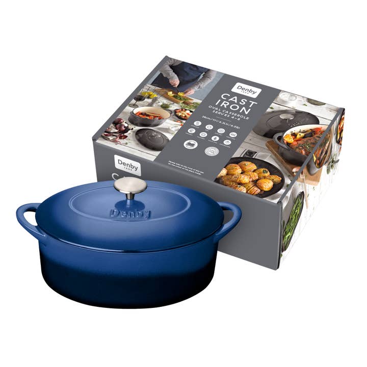 Denby - Vente Marmites - Cocotte ovale de 4,2 L en fonte au cobalt3