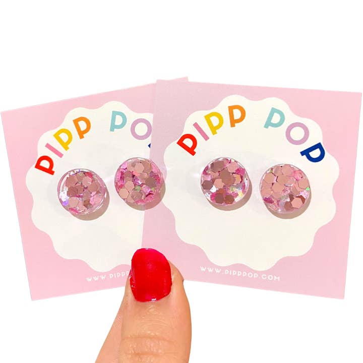 Pipp Pop - Wholesale Stud/Post Earrings - Glitter Resin Studs - 34 Colours Available