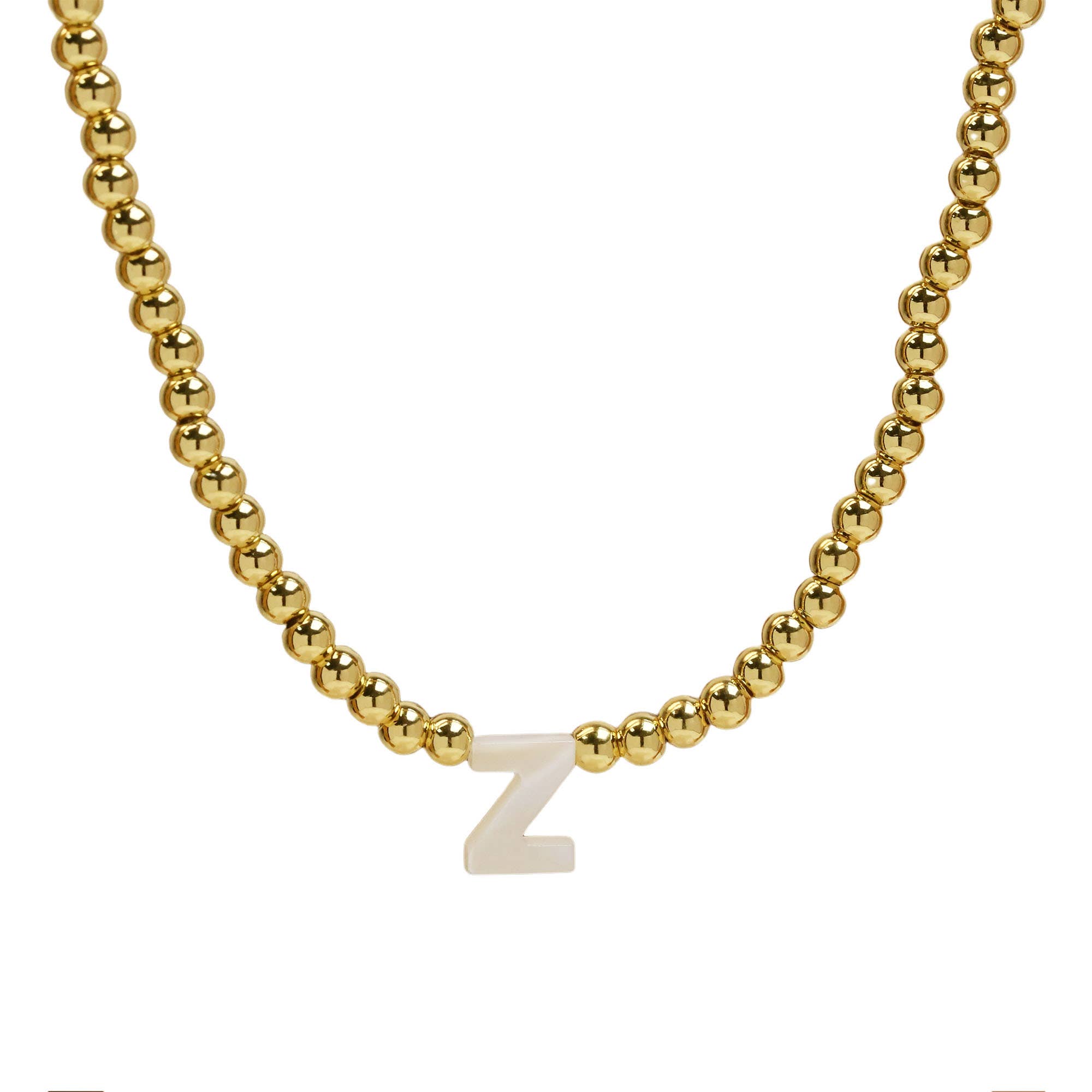 Savvy Bling – Colar pingente/pendente por atacado – Colar inicial de contas de ouro inicial de concha inicial em ouro 18K25