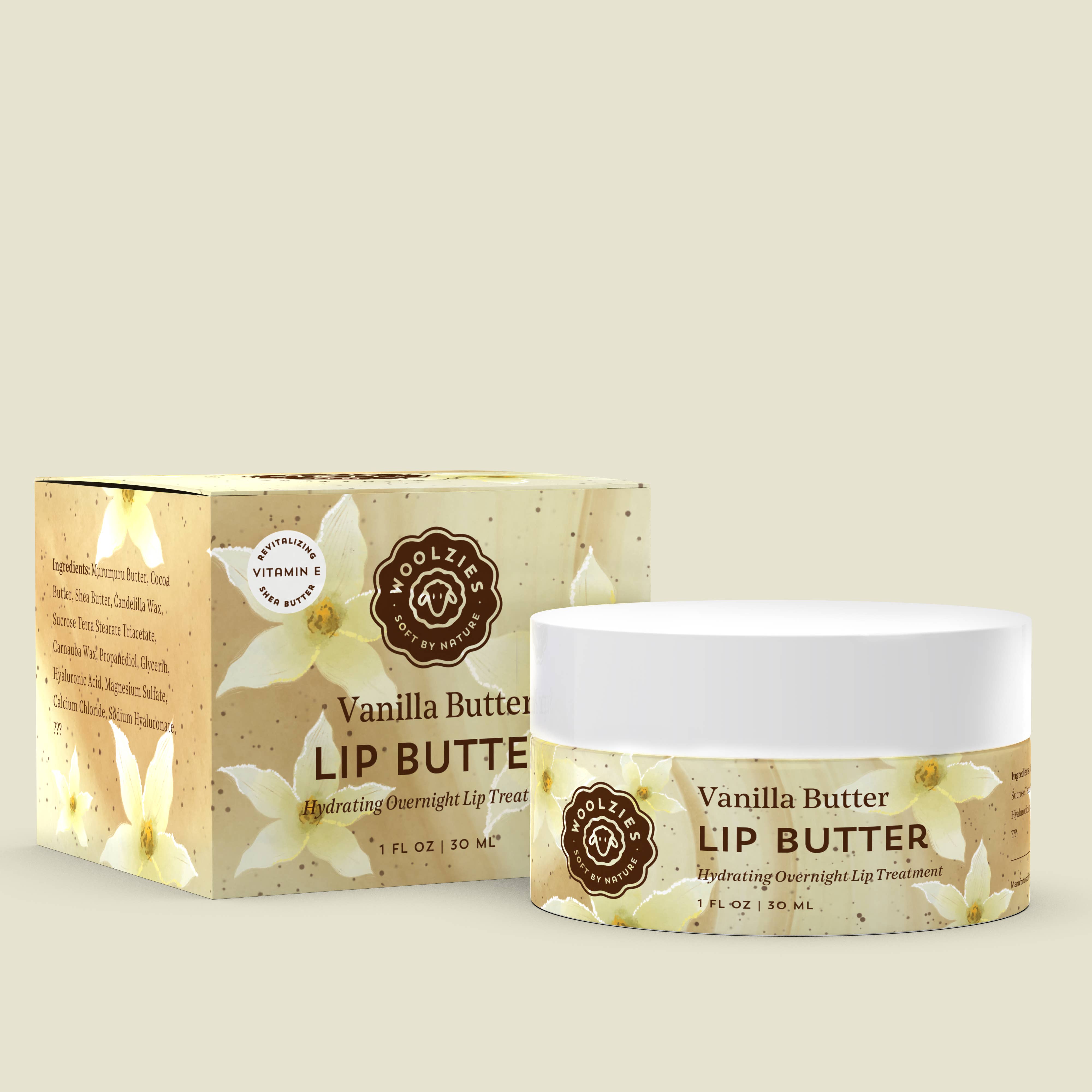 Woolzies - Wholesale Lip Treatment/Mask - Overnight Lip Butter with Hyaluronic Acid – Vanilla Butter
0