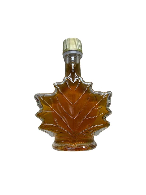 Doodle's Sugarbush, LLC - Pure Michigan Maple Syrup - Wholesale Maple Syrup - Maple Leaf Shaped Decorative Maple Syrup - 1.7 oz glass