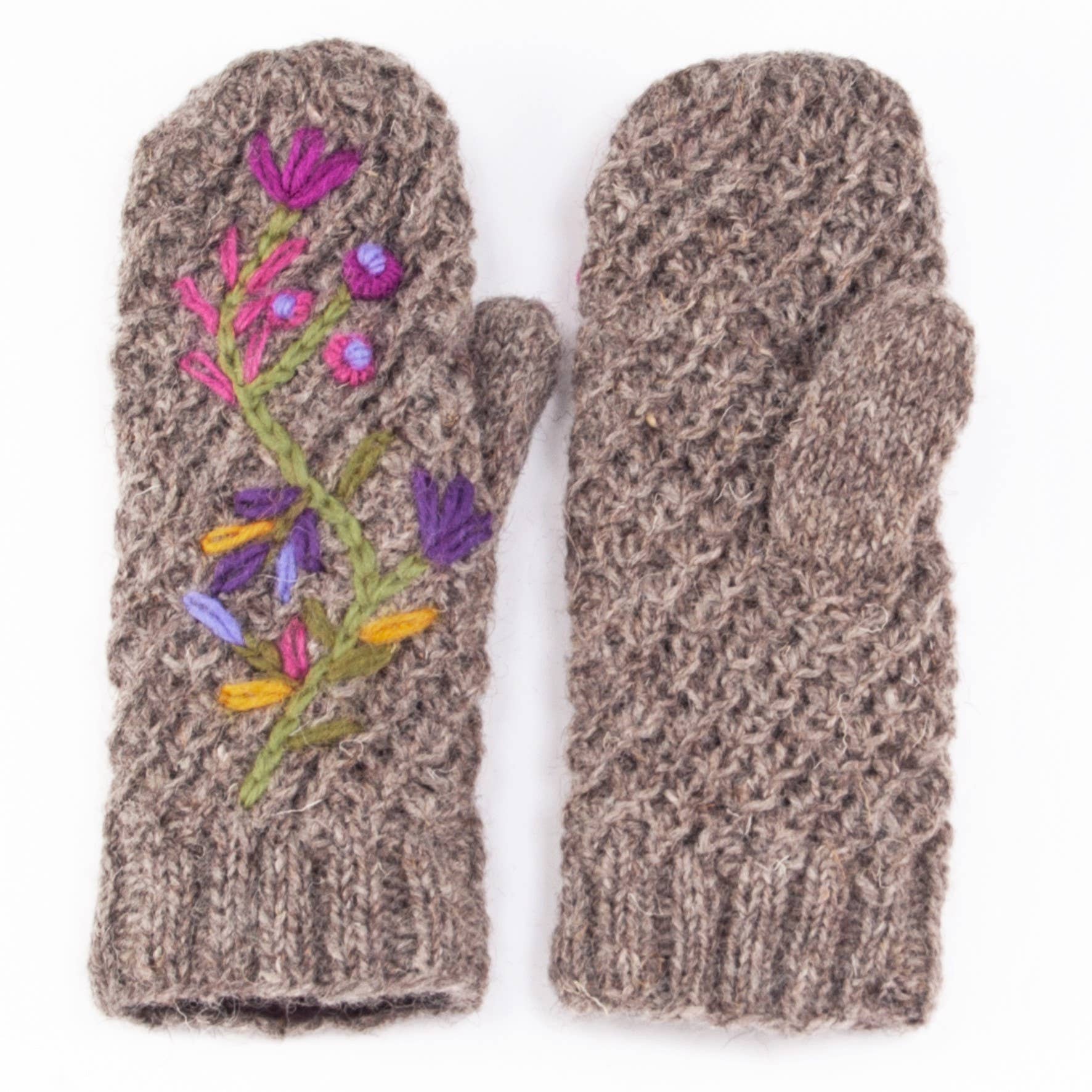 Lost Horizons Knitwear – Ships from USA - Wholesale Mittens - Women's - Naomi Embroidered Wool Hand Knit Mittens5