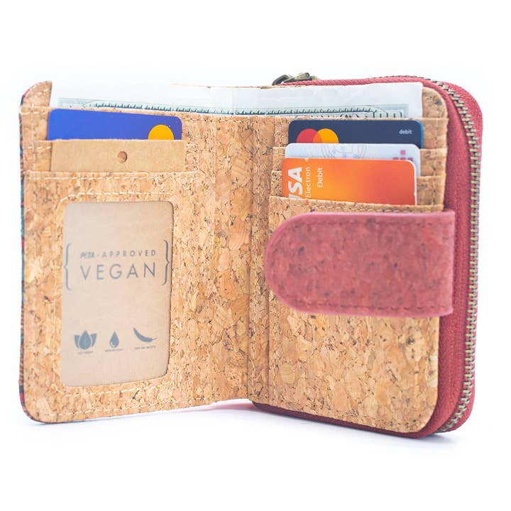 Meninas Bonitas Cork – wholesale Wallet – Women's – Natural Cork Printed Women's Short Card Wallet BAG-2238