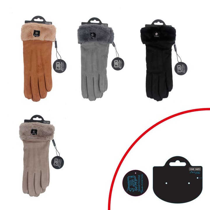 Vinter damehandsker » Fingerhandsker med kunstpels » Vinterhandsker med smartphone touch-funktion for engroshandel hos VewoTex