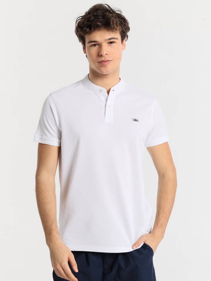 V&LUCCHINO - Kortärmad enkel pikétröja med mao krage för wholesale av PAUSANT SHOP ONLINE