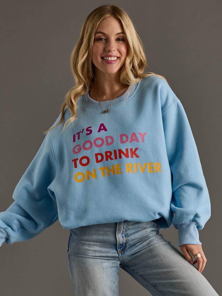 Sweatshirt Lt. Blue Drink On The River pour la vente par Panache Apparel Co.