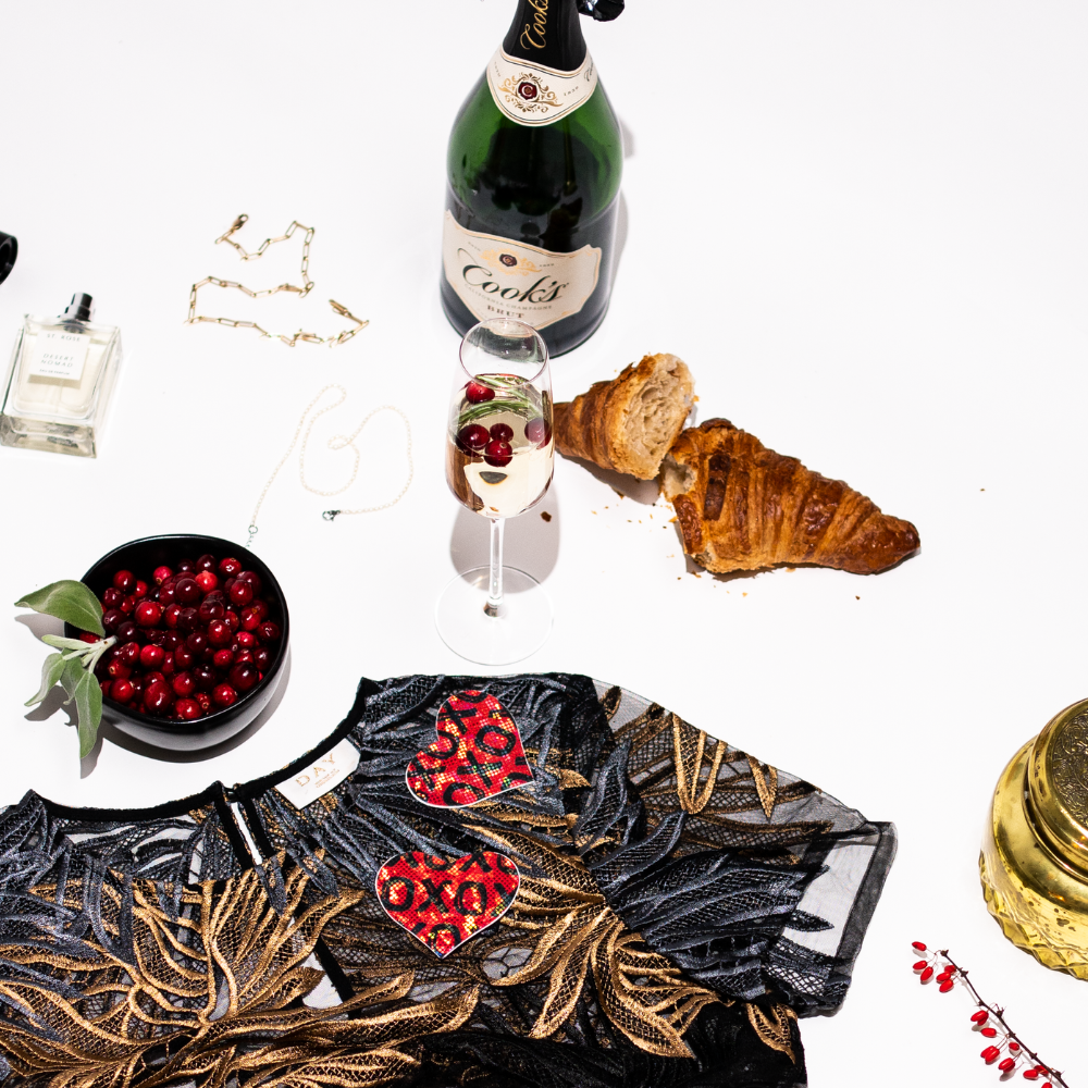 Pastease® - Wholesale Nipple Pasties - Women's - Love: Shattered Glass Red with Black XO Heart Pasties5