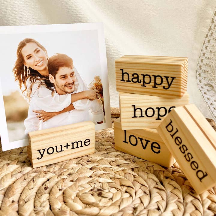 Black Sign Wood Block Holder for wholesale by Wooden Objects Co