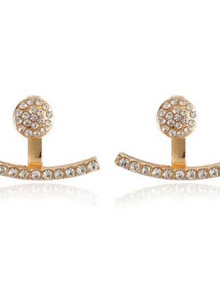 Brincos de jaqueta de orelha 3 em 1 de cristal | ouro ou prata por atacado de C.J.ROCKER