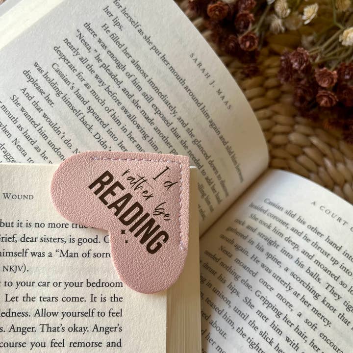 Rustic Raleigh - Wholesale Bookmark - I'd rather be reading Leather Heart Bookmark Ear3