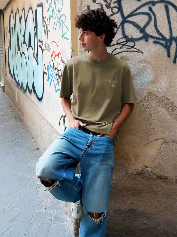 Camiseta Puro Loco B de Loco Monky Verde Oliva por atacado de LOCO MONKY