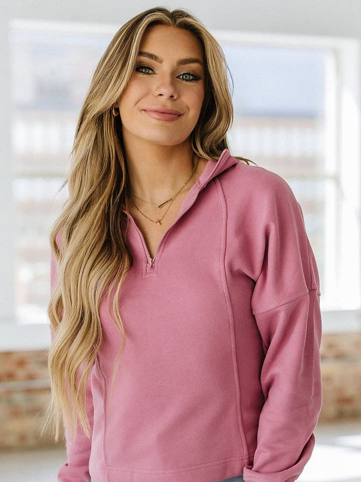 Liam & Company - Wholesale Sweatshirt - Women's - Albie Zipper Collared Sweatshirt 6