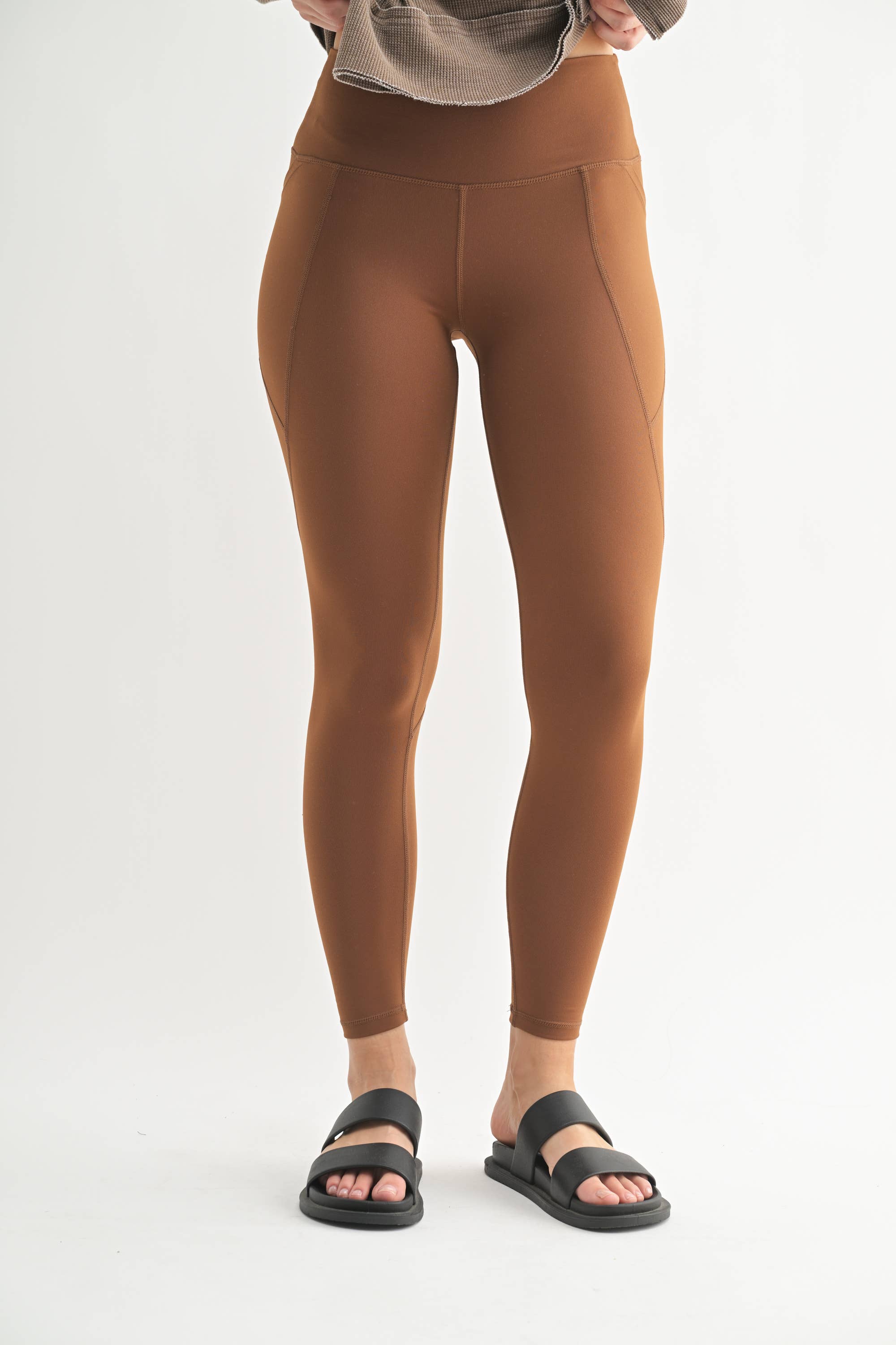 Mono B - Vente Legging de sport/d'intérieur – femme - Legging taille haute solide avec bande fuselée8