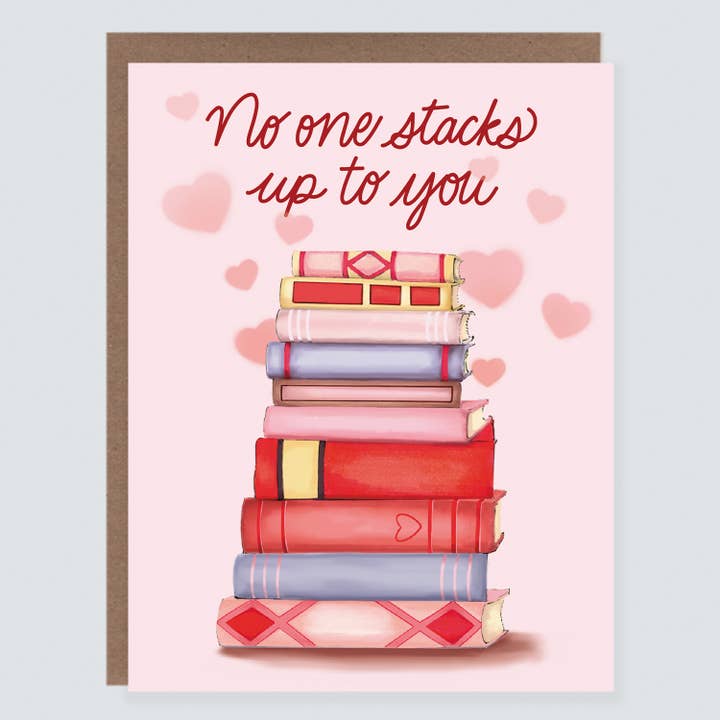 Book Stack Love | Valentine's Day Card for wholesale by Morgan Swank Studio