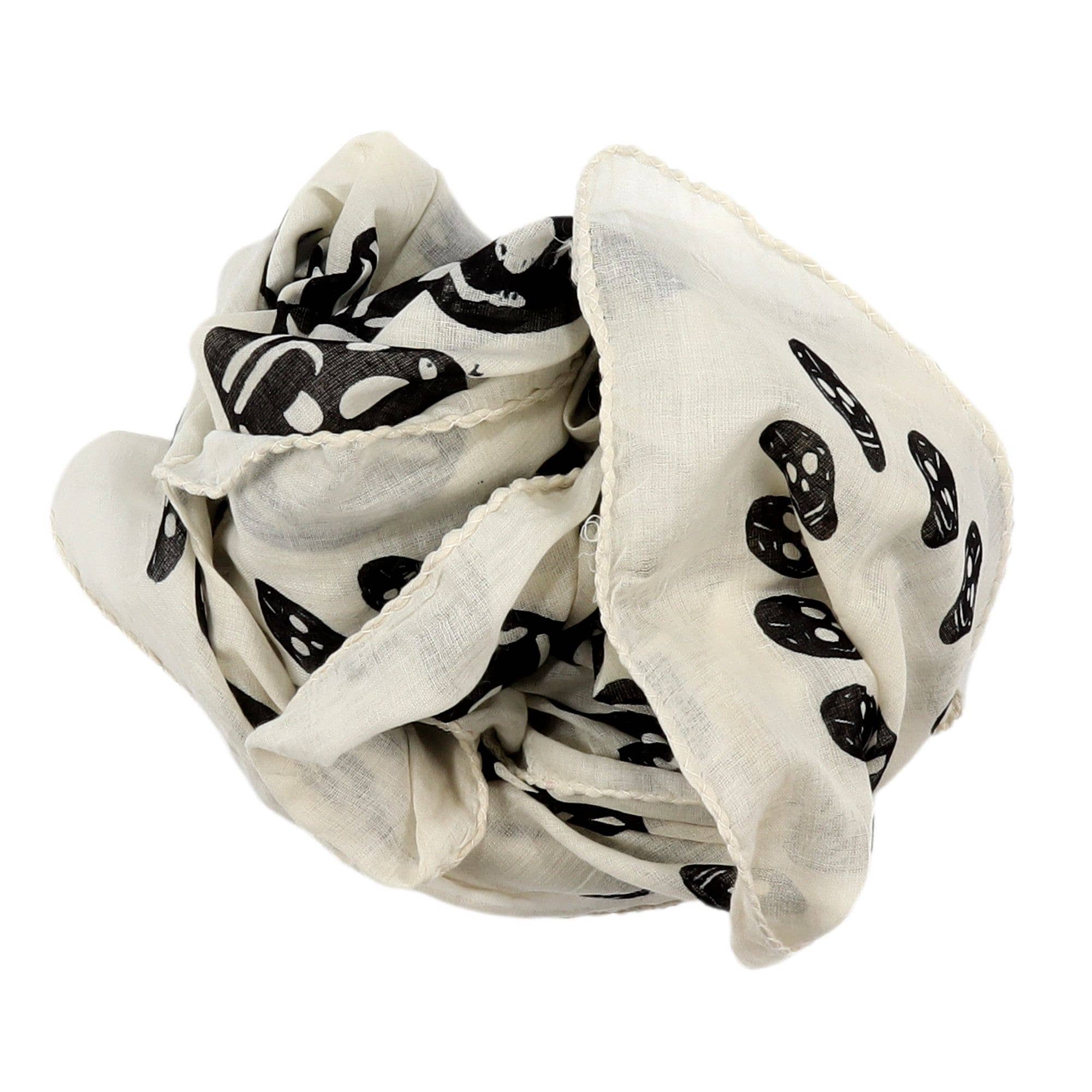 Tribal Trade GmbH - Wholesale Scarf - Unisex - Cotton Cloth Skulls White Black Square Scarf2