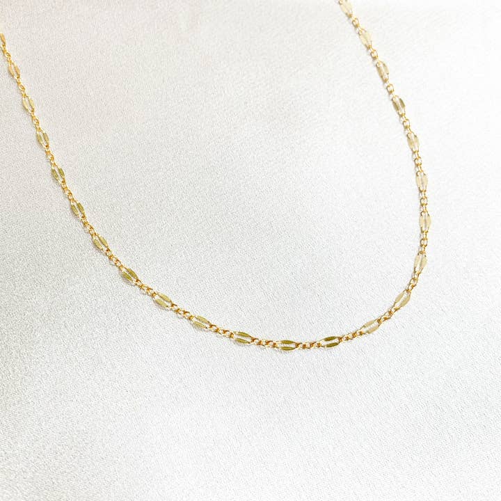 True by Kristy Jewelry - Wholesale Link & Chain Necklace - Kamryn Dapped Sequin Layering Chain Necklace Gold Filled4