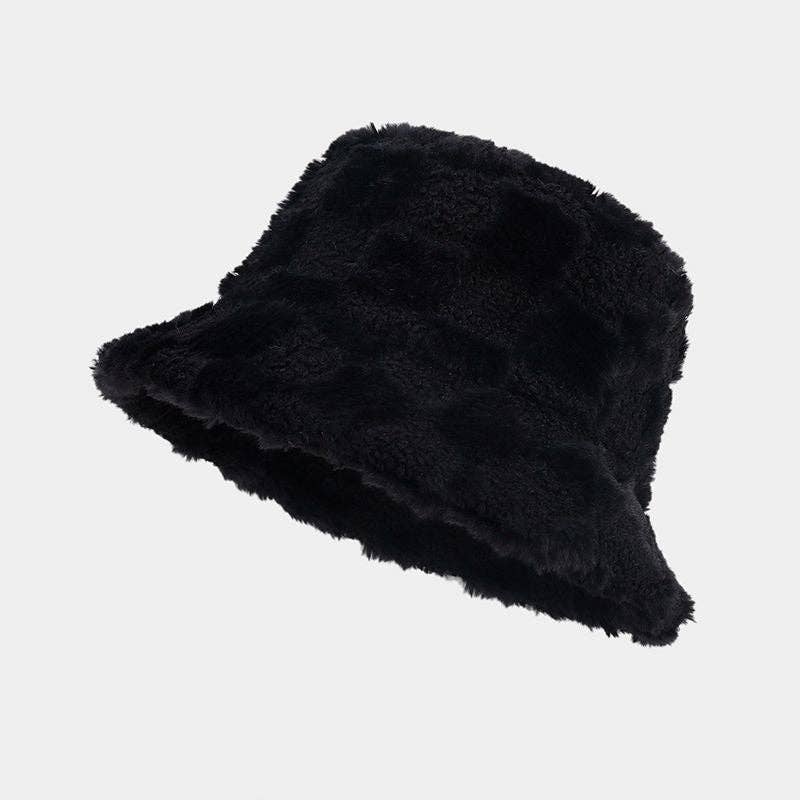 Dipped Shop – wholesale Bucket hat – Women's – Winter Fuzzy Trendy Plaid Thick Warm Bucket Hat DP25G7461