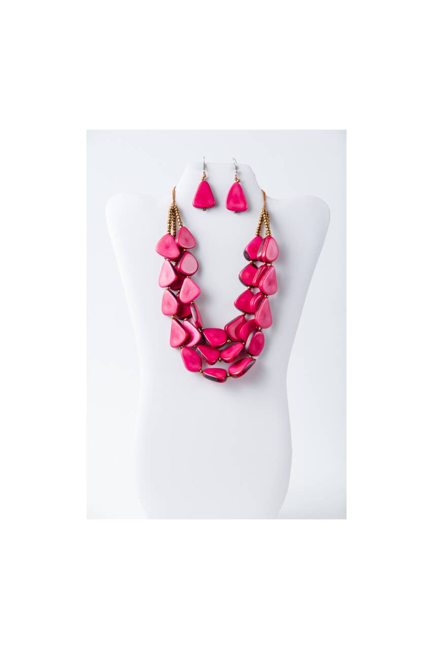 TaguArtsy – wholesale Smycken – Zaley Three Stranded Organic Tagua halsband och örhängen3