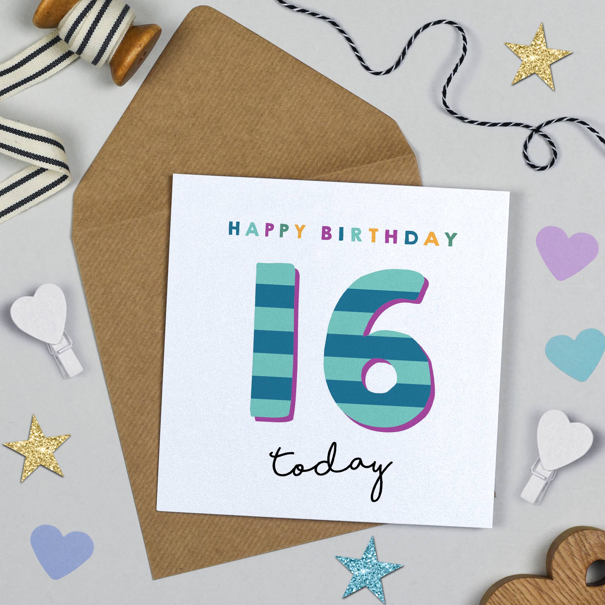 Michelle Fiedler Design – wholesale Birthday card – Candy Stripe 15th Birthday1