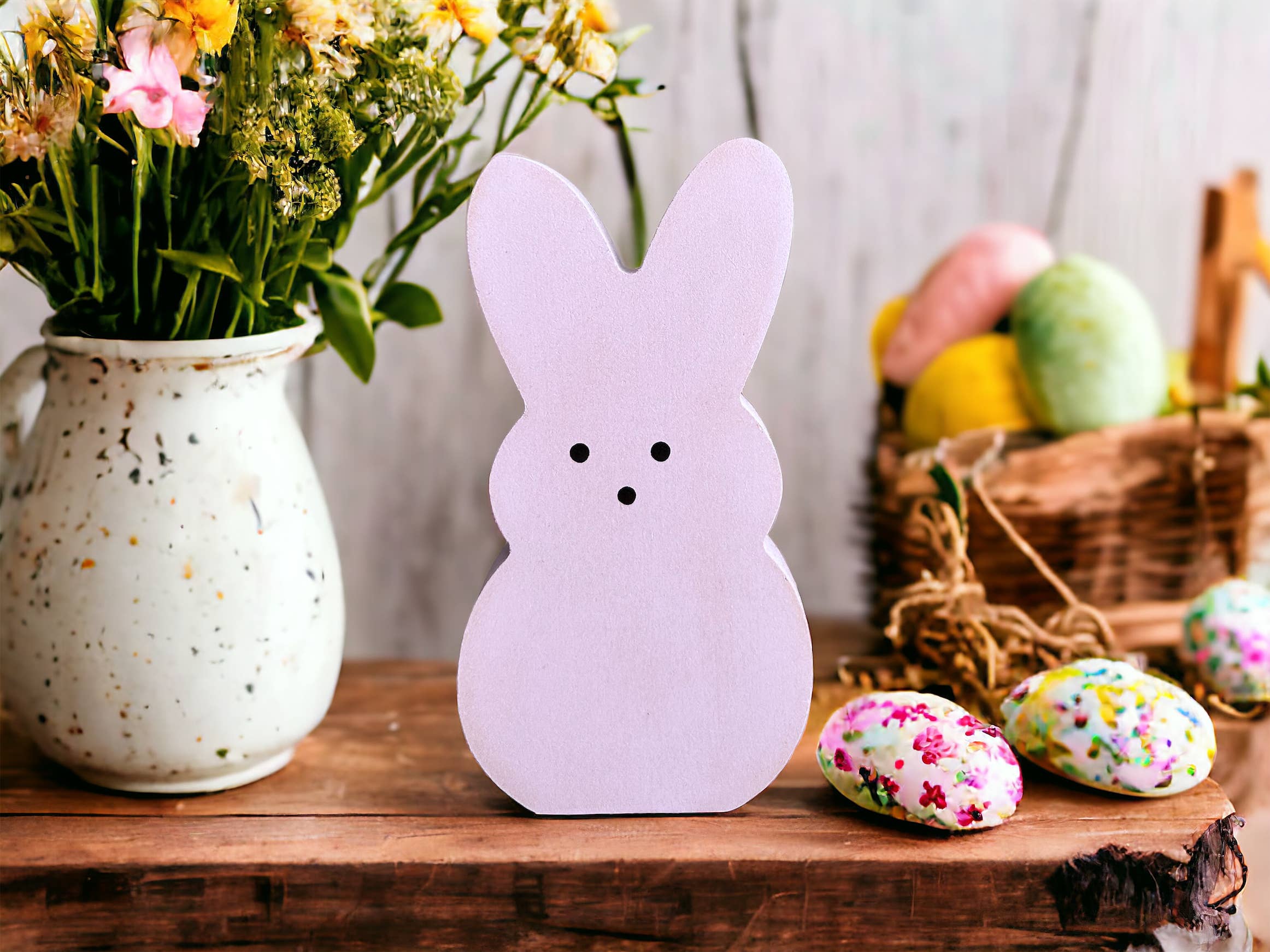 Inkwood Crafters - Wholesale Decorative Tabletop Object - Primitive Rustic Wood Spring/Easter Peeps - LARGE 6"0