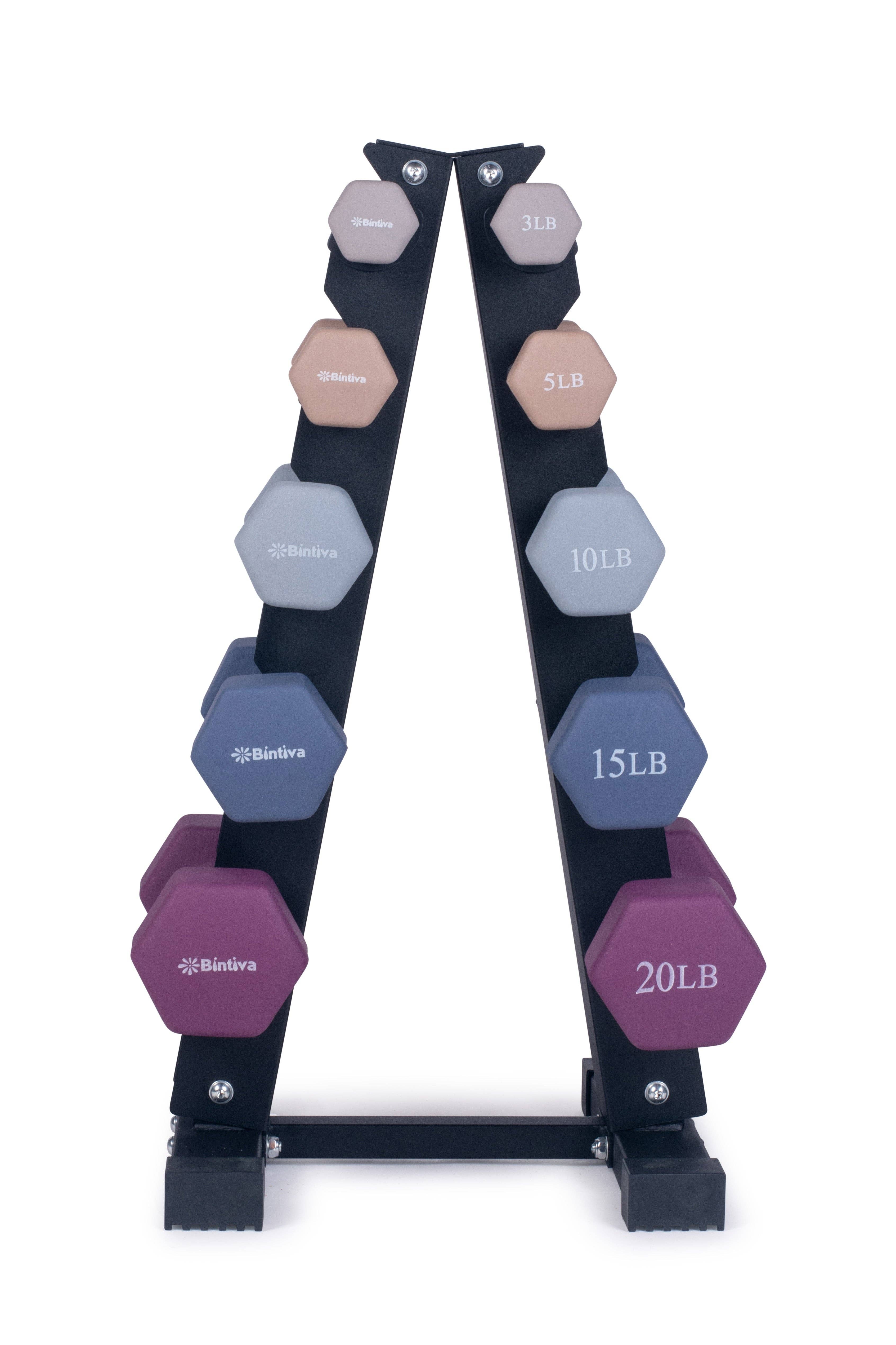 Bintiva - Wholesale Fitness Equipment - Rack Sets: Neoprene Hexagon shaped dumbbells - Earth Tones6