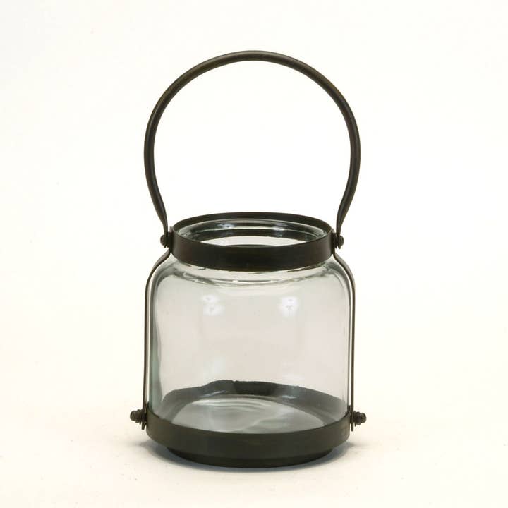 Bacon Basketware - Wholesale Jar - Small Glass and Metal Jar with Handle0