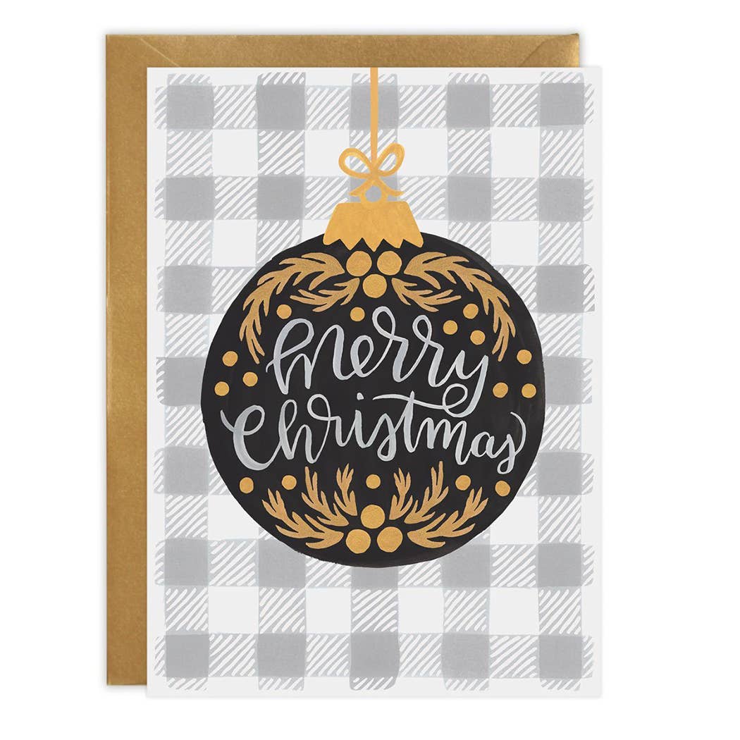 LoveLight Paper - Wholesale Christmas Card - Plaid Ornament - Christmas Card - Box Set (8 Cards)0