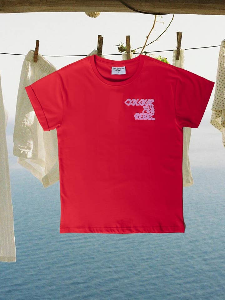 T-shirt Logo Wave | Rouge Écarlate pour la vente par Colourful Rebel