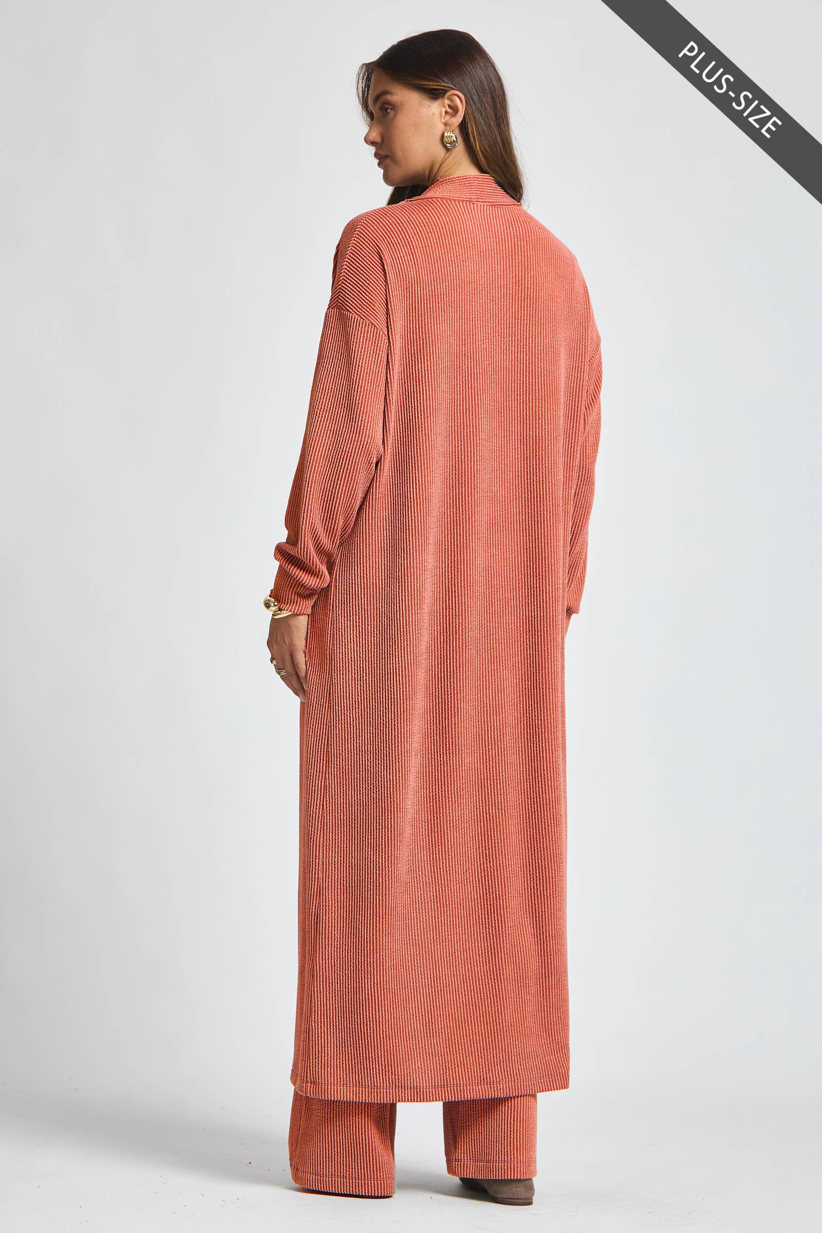 Dear Scarlett - Wholesale Top & Pant Set (NOT Loungewear) - Women's - PLUS SIZE Longline Cardigan + Relaxed Pants 2 Piece Set1